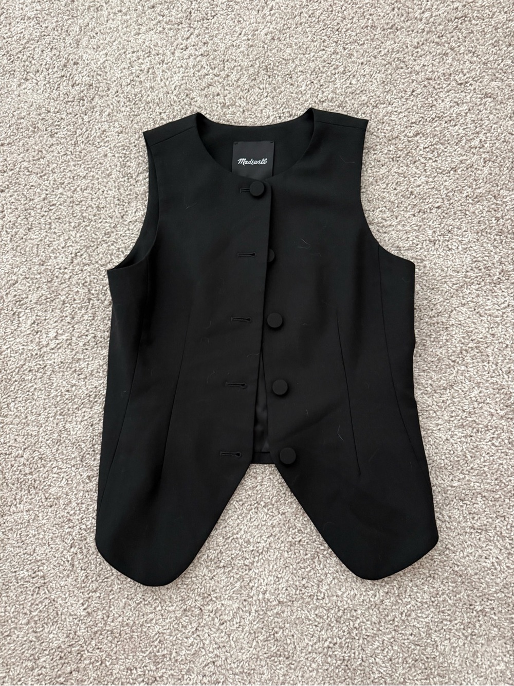 Madewell Black Sleeveless Tailored Button Vest